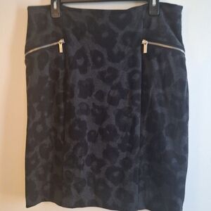 Michael Kors Black and Gray Animal Print Pencil Skirt